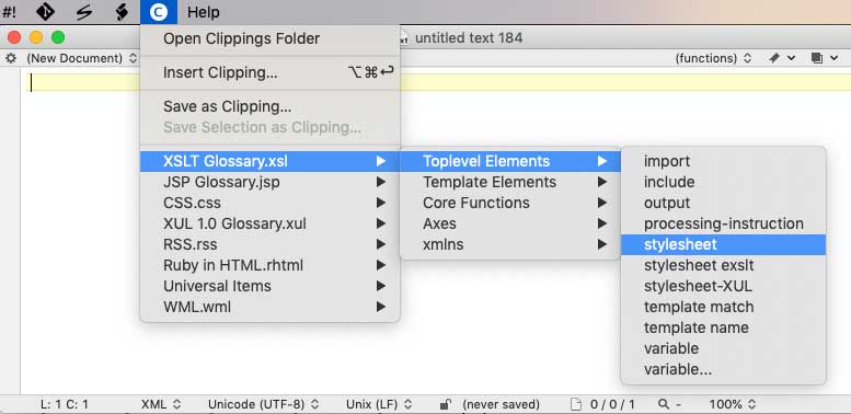 clipping from menu